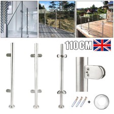 Stainless Steel Balustrade Posts Mid/ Corner/ End Grade Glass Clamps w/ Base