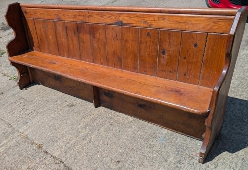 Long wooden church - long, pew