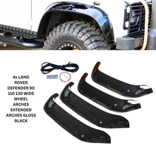 4X LAND ROVER DEFENDER 90/110/130 GLOSS BLACK EXTENDED WIDE WHEEL ARCHES