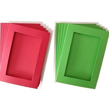 Rectangular Aperture Tri Fold Card Blanks A6 Xmas Green Red 5 Pack Cross Stitch