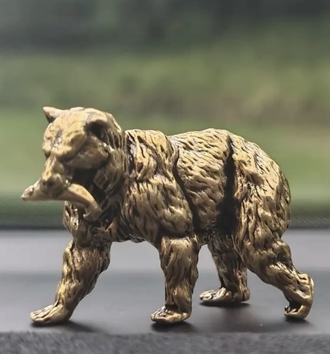 Brass brown bear statue - brass,