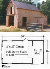 Battenkill Car Barn & Shop with Loft - 3 Complete Sets of Plans (eB-103x3)