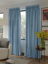 John Lewis Velvet Pair Lined Pencil Pleat Curtains - Blue W228 x 274cm (Marks}