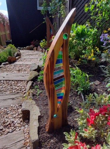Stained glass garden sculpture - glass,