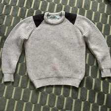 Men’s Aran Crafts Pure Wool Jumper In Oatmeal - Size Medium -Excellent Condition