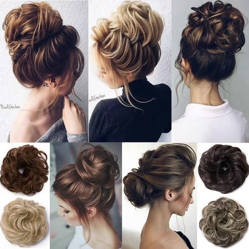 Curly messy bun hair piece - bun,