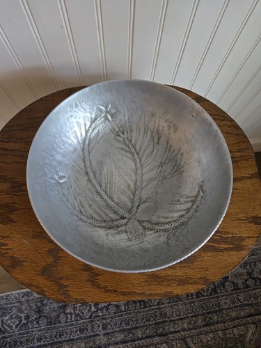 Hammered aluminum silver bowl - hammered,