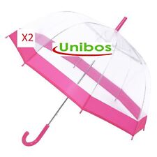 Large 31" Clear See Through Dome Umbrella Ladies Transparent Walking Rain Brolly