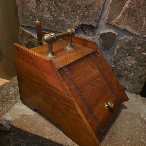 Mahogany brass coal - brass, scuttle