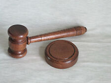 WOODEN GAVEL & BLOCK IN DARK OAK WOOD FULL SIZE AUCTIONEER BEST MAN WEDDING CLUB