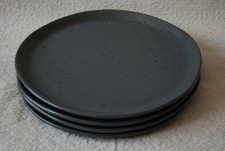 NEXT SET of 4 Stoneware Dinner Plates Speckle Charcoal Grey Irregular Shape NEW