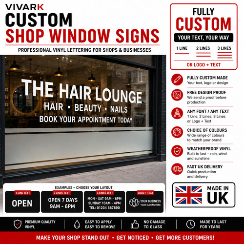 Custom shop window sign vinyl - custom,