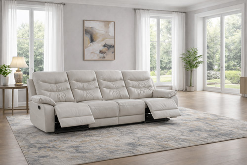 Grey italian leather seater - leather, 4