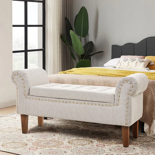 Linen ottoman storage - storage, box