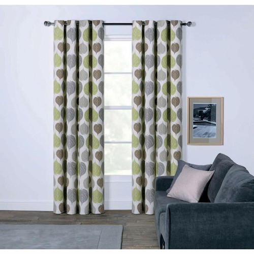Leaf print eyelet curtains - leaf,