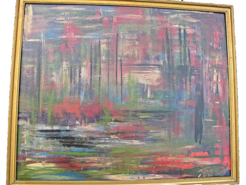Fine old vintage abstract oil