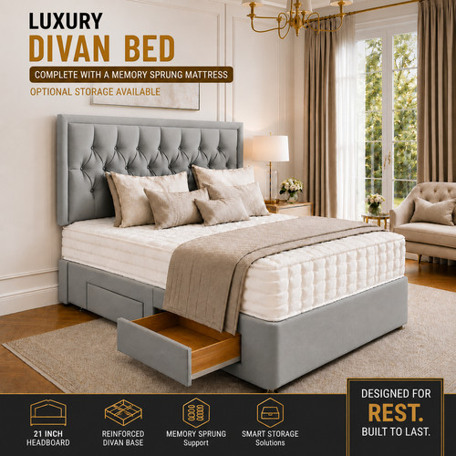 Plush divan bed - divan, set