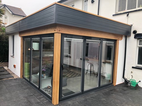 Grey aluminium fold doors - bi,