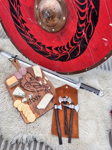 Black viking cheese axe set - viking, (3