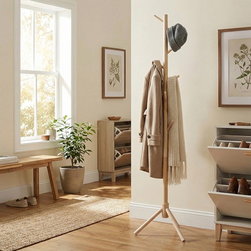 Wooden coat rack - rack, freestanding