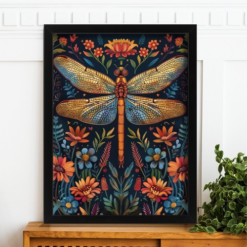 Botanical dragonfly art print - art,