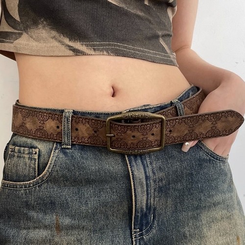 Vintage embossed belt - embossed, women's