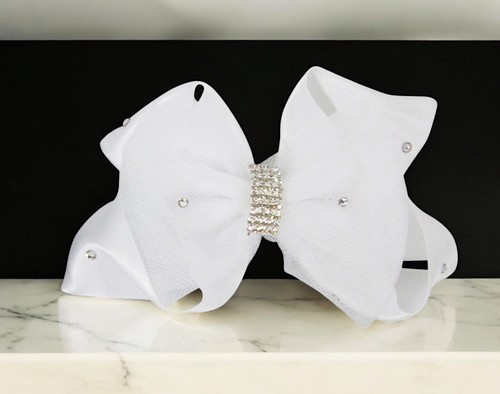 Ivory hair rhinestone bow - hair,