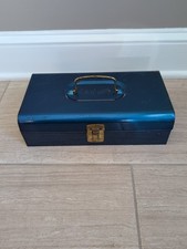 Vintage Bernzomatic Metal Teal Blue Tool Box Tackle Box Case With Handle. 