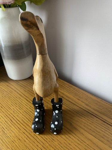 Vintage wooden duck - duck, wellies