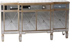 Mirrored Glass Sideboard Cabinet Luxury Storage Unit 160cm Gold Modern
