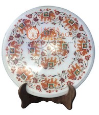 12" White Marble Round Coffee Table Top Hakik Inlay Elephant Hallway Decor E123