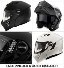 Simpson Darksome Bandit Plain Flip Up Motorcycle Helmet Modular Black White