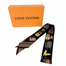 Louis Vuitton Silk Twilly Scarf Bag Charm Monogram Red Black 