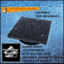Clark Drain B125 300mm Ductile Iron Square to Round Locked Manhole Cover & Frame