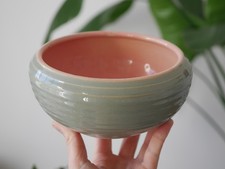 Lovatt’s England Stoneware Bowl, Sage Green & Blush Pink Glaze, Studio Pottery