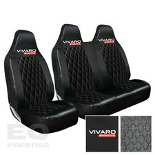 Vauxhall Vivaro Sportive - Deluxe Black Quilted Diamond Leather Van Seat Covers