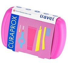 CURAPROX TRAVEL SET Pink Toothbrush Toothpaste Interdental Brush Mint