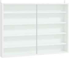 5-Tier Wall Mounted Display Cabinet, Display Case with 4 Adjustable Shelves, Gla