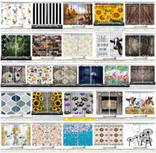 Cafe Kitchen Curtains Window Drapes 2 Panel Set w/ Hooks Waterproof Fabric 3D