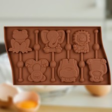  27.5x16.5cm 6 Cavity Silicone Animal Shaped Lollipop Mold Monkey Chocolate