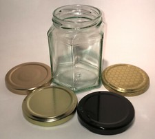 12oz (283ML)   HEX GLASS JAM JAR   ~ HEXAGONAL ~    CHOICE OF  LID   QTY 90- 450