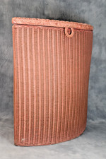 Vintage Lloyd Loom Lusty Pink Woven Wicker Corner Laundry Basket Hamper 1932