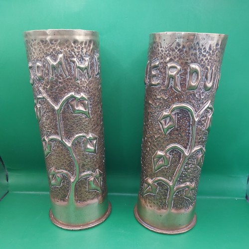 Brass trench art pair - brass, vases