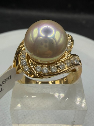 Gold pearl ring - pearl,