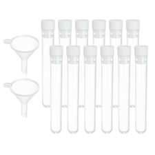 50Pcs 75x12mm Plastic Test Tubes with Stopper and Funnel, White