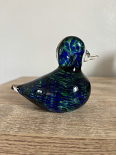 Rare Colour Wedgwood Blue Green Duck Figurine England Glass Crystal Vtg Signed