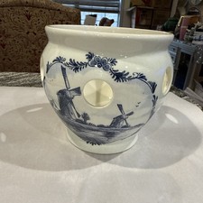 Vintage Delft Blue Hand-Painted Pierced Tulip Vase Candle Holder Delftsche Huys 