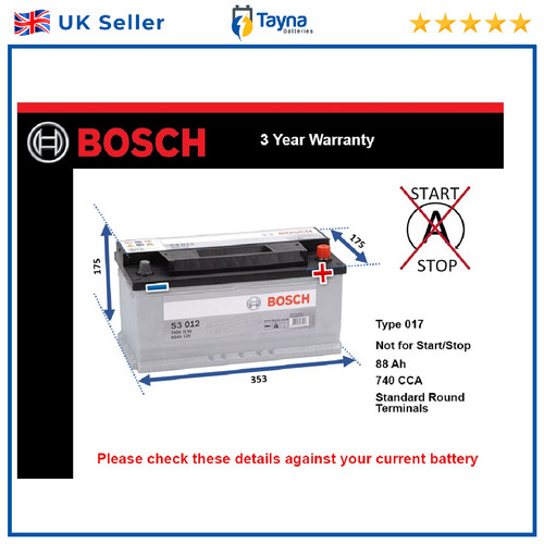 Car battery s3012 bosch 017 - s3012,