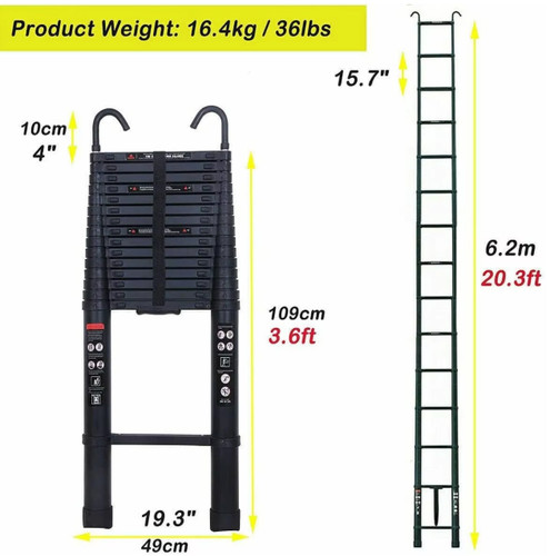 2m telescopic ladder - 6.2m,