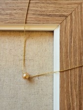 Gold Plated Sterling Silver South Sea Golden Pearl Necklace